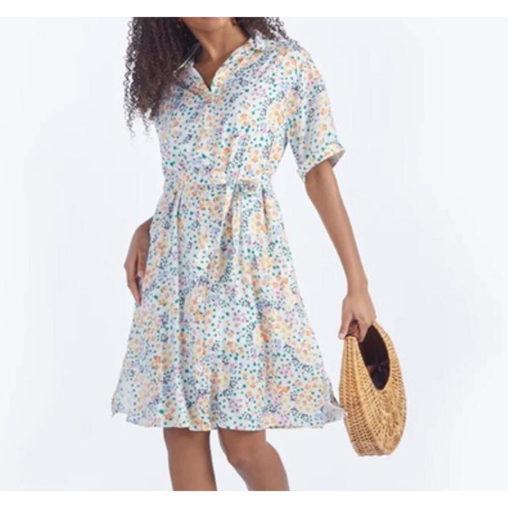 SUMMERSALT white floral do-it-all shirtdress sz M